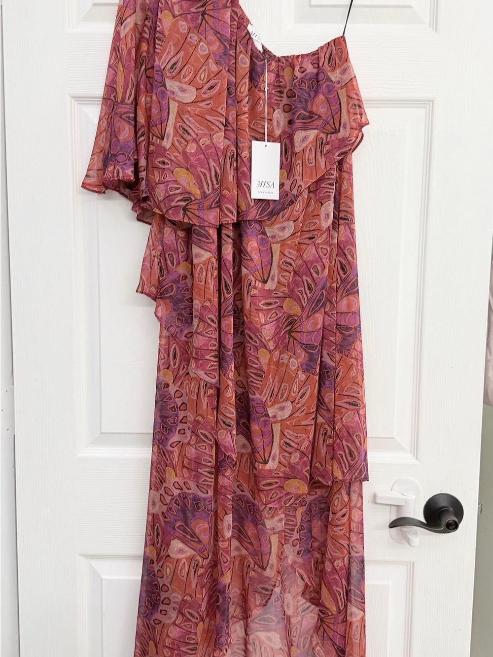 MISA Los Angeles Printed One-Shoulder Maxi Dress – Size M – NWT